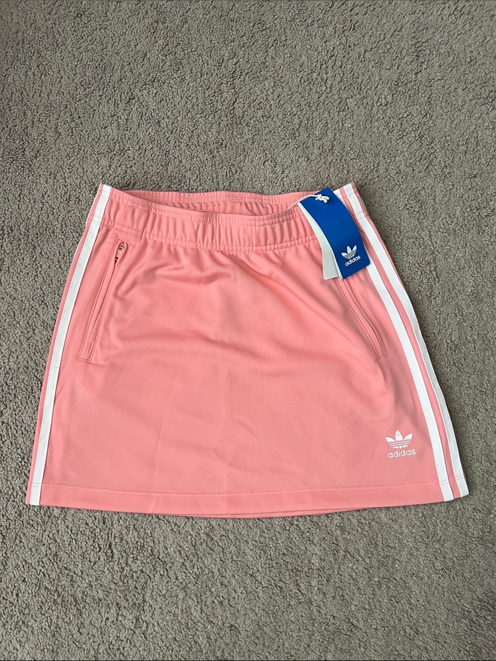 adidas Pink Mini Skirt with White Side Stripes